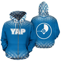 Yap All Over Zip up Hoodie Blue Fog Style Unisex Blue - Polynesian Pride