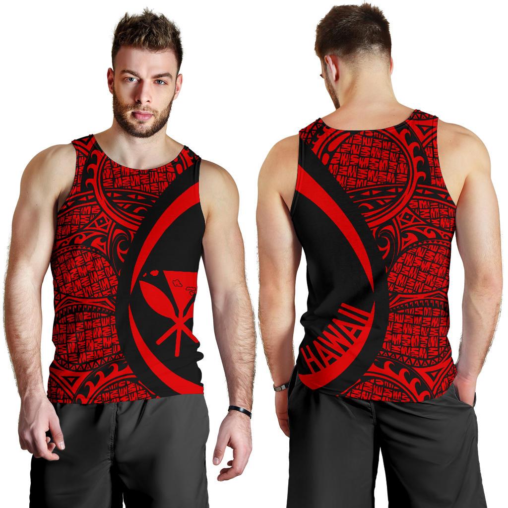 Kanaka Hawaii Map Red Polynesian Men's Tank Top - Circle Style Red - Polynesian Pride