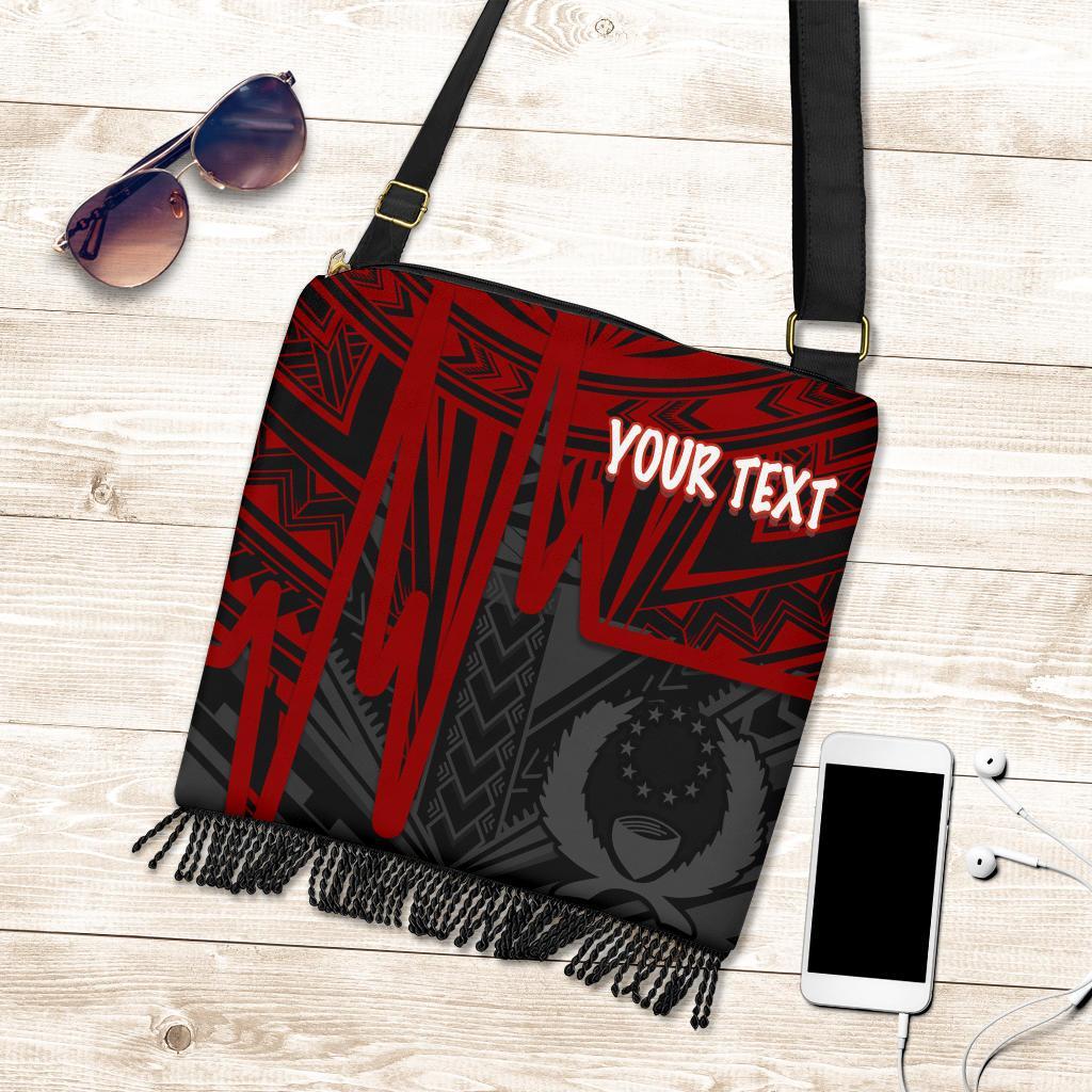 Pohnpei Personalised Crossbody Boho Handbag - Pohnpei Seal In Heartbeat Patterns Style (Red) One Style One Size Red - Polynesian Pride