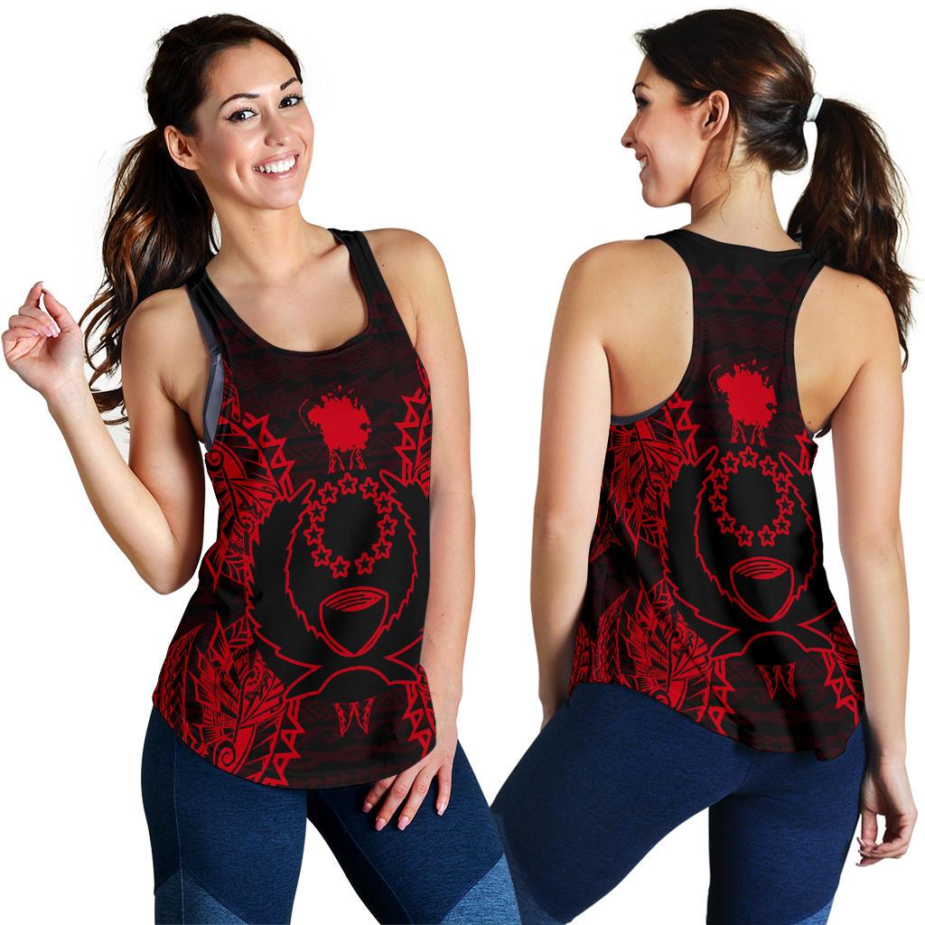 Pohnpei Polynesian Women Tank Top Map Red - Polynesian Pride