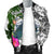 Palau Men's Bomber Jacket White - Turtle Plumeria Banana Leaf Crest - Polynesian Pride