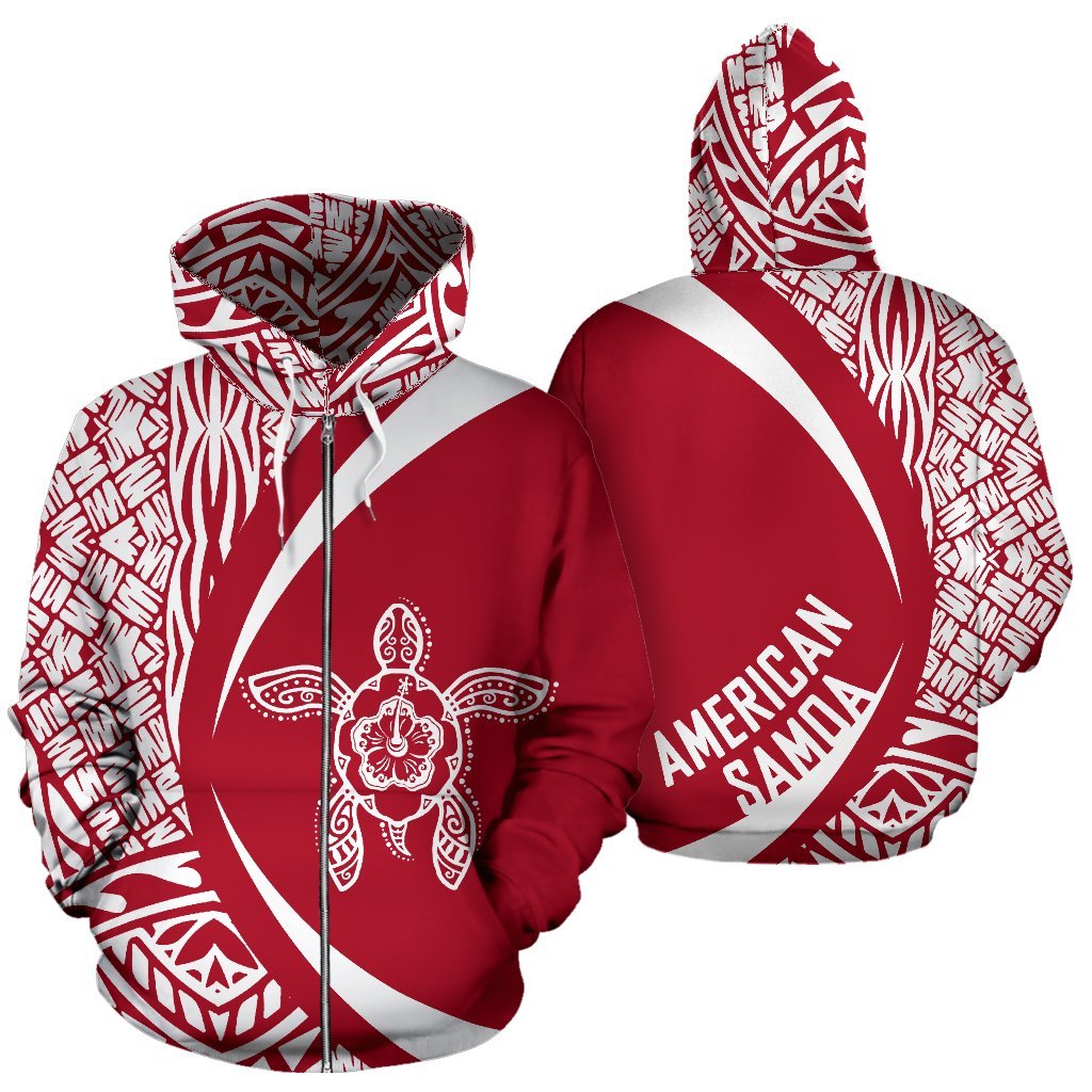American Samoa Turtle Polynesian Zip up Hoodie Circle Style 04 Unisex Art - Polynesian Pride