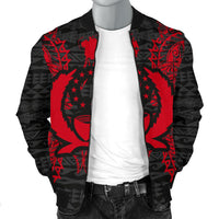 Pohnpei Polynesian Men's Bomber Jacket Map Red - Polynesian Pride