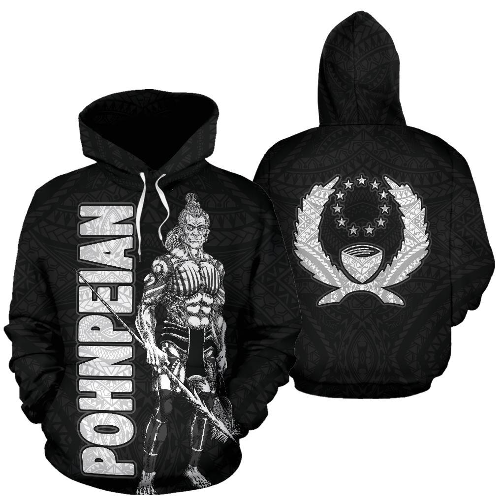 Pohnpei Polynesian Hoodie Micronesia Pohnpeian Warrior Unisex Black - Polynesian Pride
