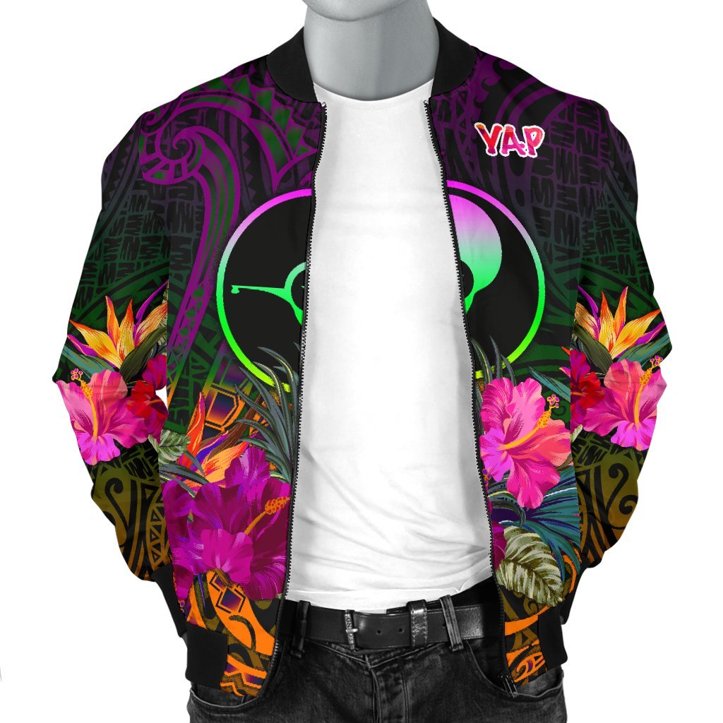 YAP Men's Bomber Jacket - Summer Hibiscus - Polynesian Pride