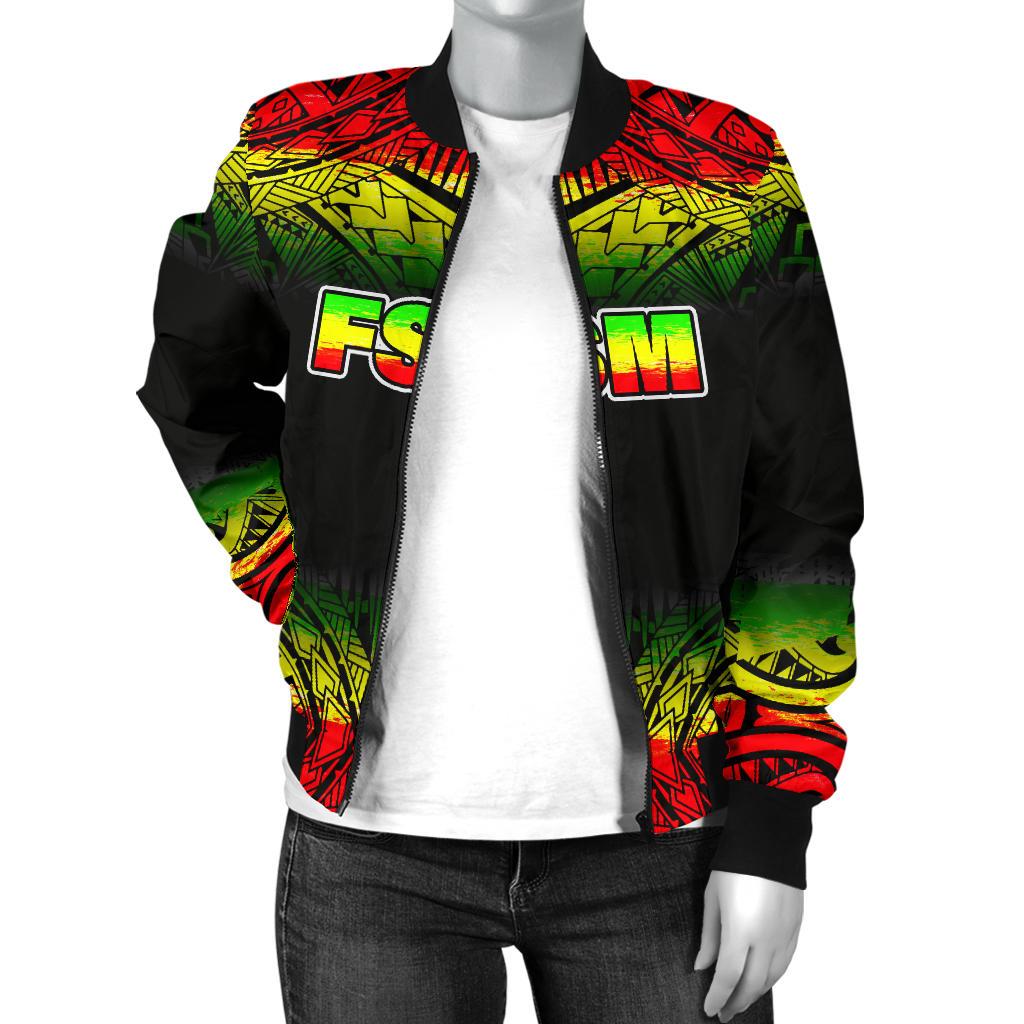 Federated States Of Micronesia Women's Bomber Jacket - Fog Reggae Style - Polynesian Pride