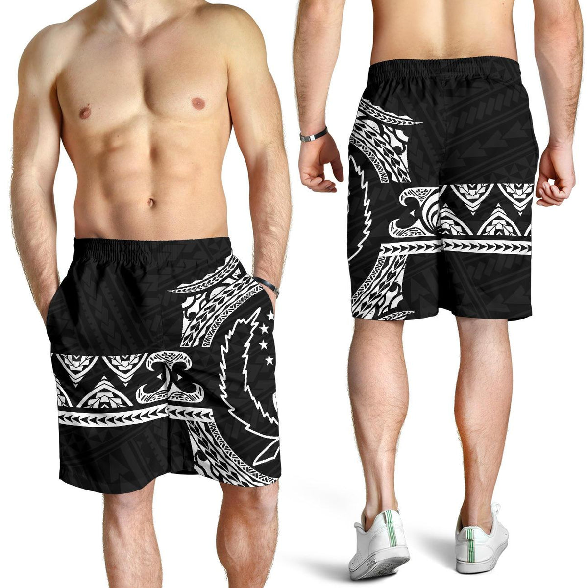 Pohnpei Polynesian All Over Print Men's Short - Black Version - Polynesian Pride