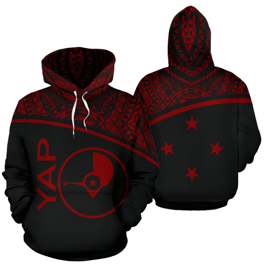 Yap All Over Hoodie Micronesia Curve Red Style Unisex Red - Polynesian Pride