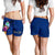 Guam Polynesian Custom Personalised Women's Shorts - Floral With Seal Blue - Polynesian Pride
