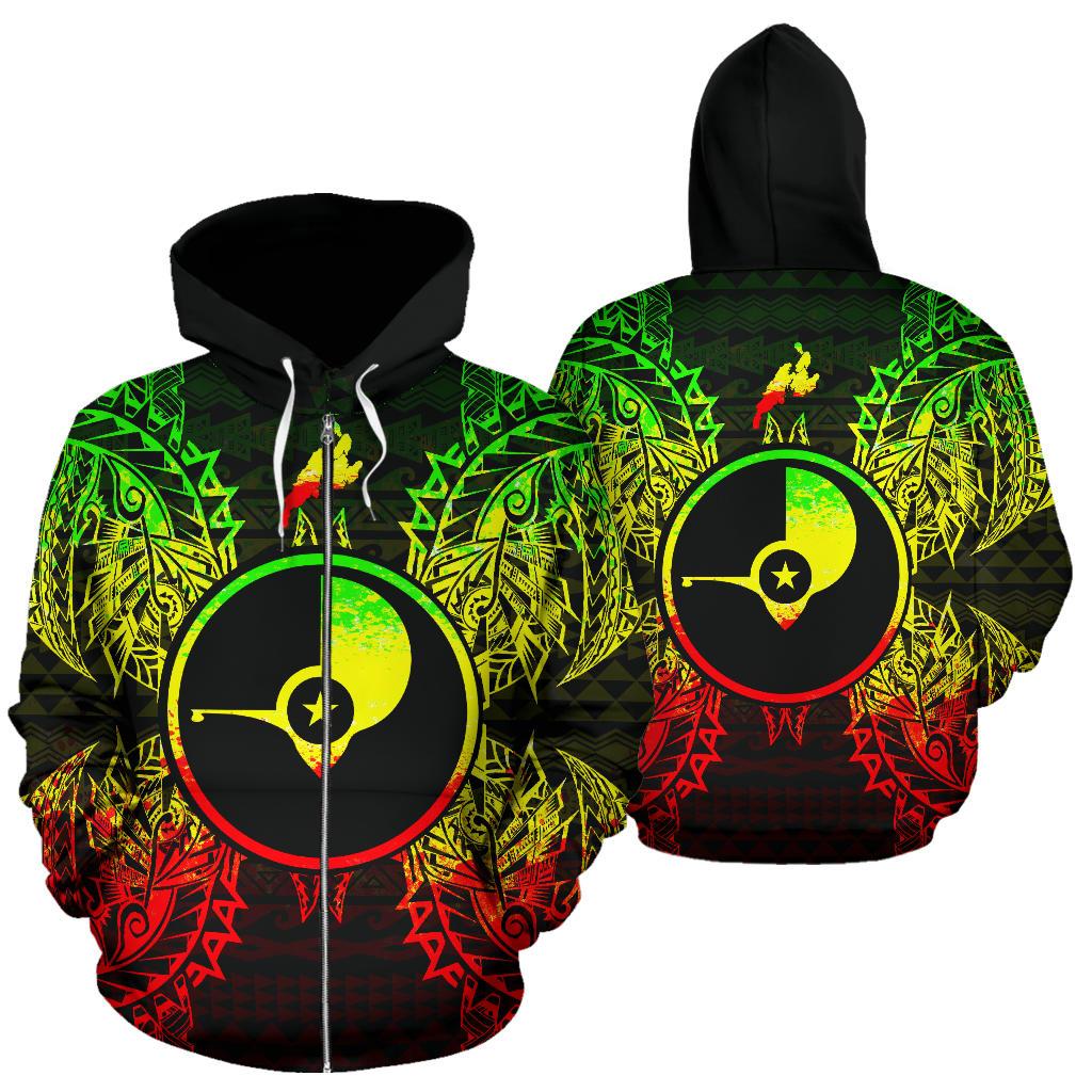 Yap Polynesian All Over Zip up Hoodie Map Reggae Unisex Reggae - Polynesian Pride