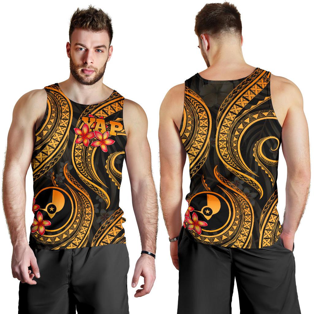 Yap Micronesian Men Tank Top - Gold Plumeria - Polynesian Pride