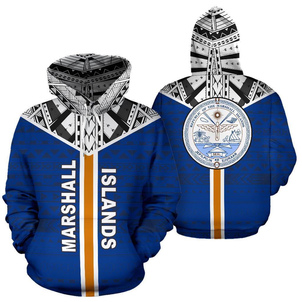 Marshall Islands Pullover Hoodie Marshall Islands Seal A6 Unisex Blue - Polynesian Pride