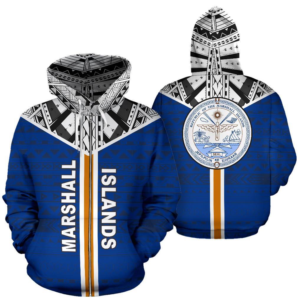 Marshall Islands Zip Hoodie Marshall Islands Seal A6 Unisex Blue - Polynesian Pride