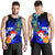 Guam Men's Tank Top - Humpback Whale with Tropical Flowers (Blue) Blue - Polynesian Pride