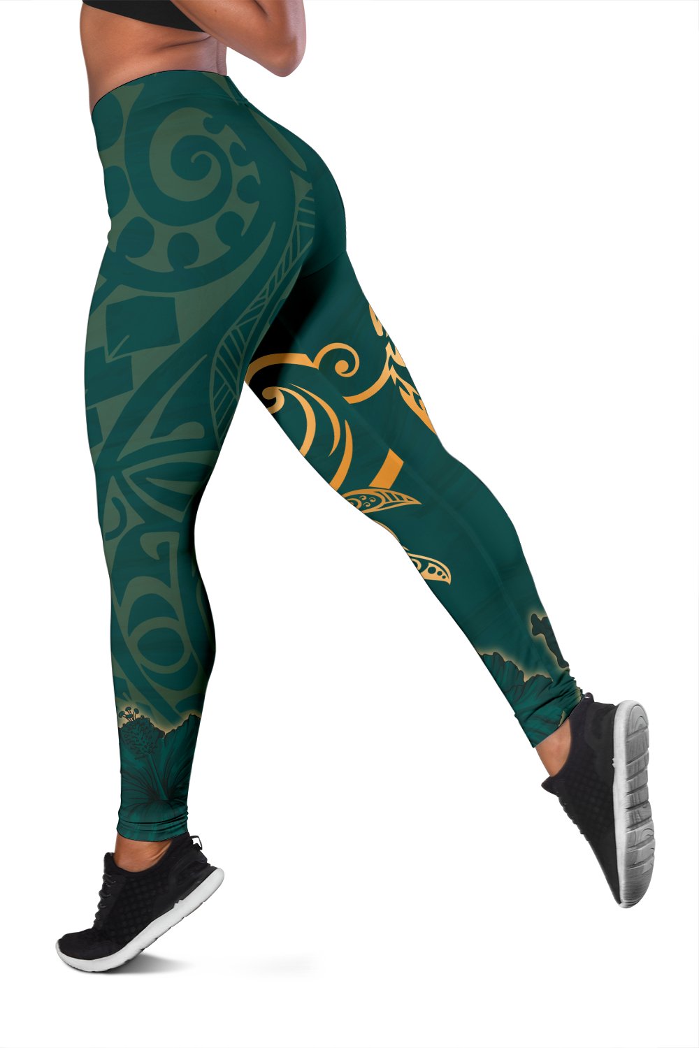 Hawaii Triple Marble Turtle Polynesian Hibiscus Women's Legging - AH - Polynesian Pride