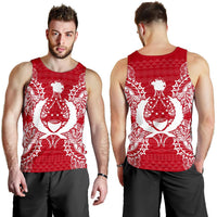 Pohnpei Polynesian Men Tank Top Map Red White - Polynesian Pride