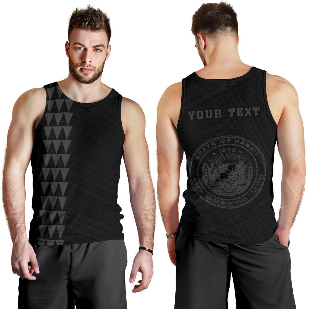 Hawaii Kakau Polynesian Coat Of Arms Personalized Men's Tank Top - Grey Grey - Polynesian Pride