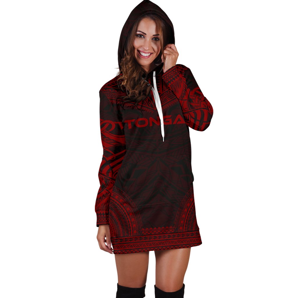 Tonga Women's Hoodie Dress - Polynesian Red Chief - Polynesian Pride