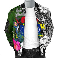 Cook Islands Men Bomber Jacket - Turtle Plumeria Banana Leaf - Polynesian Pride