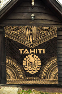 Tahiti Premium Quilt - Tahiti Flag Polynesian Chief Gold Version - Polynesian Pride