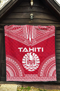 Tahiti Premium Quilt - Tahiti Flag Polynesian Chief Red Version - Polynesian Pride