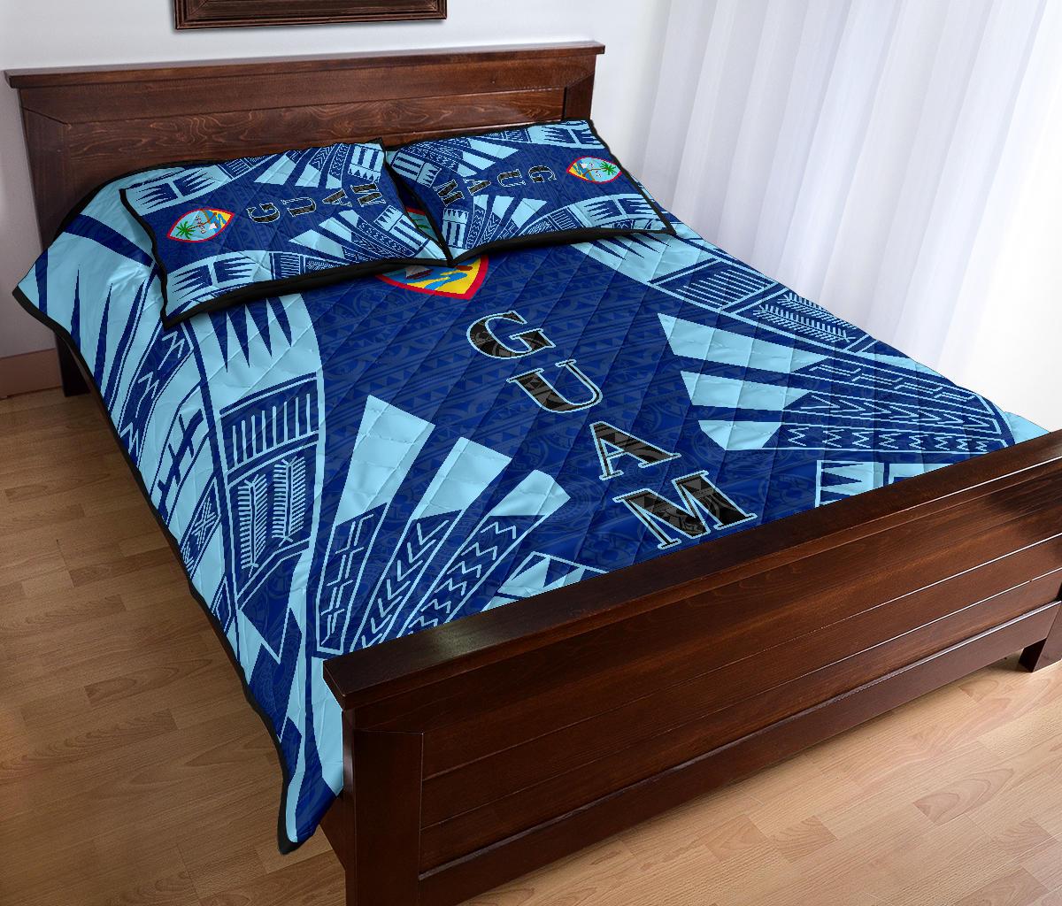 Guam Quilt Bed Set - Guam Coat Of Arms Polynesian Tattoo Style - Polynesian Pride
