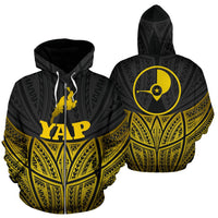 Yap Polynesian Zip up Hoodie Gold Pride Map and Seal Unisex Gold - Polynesian Pride