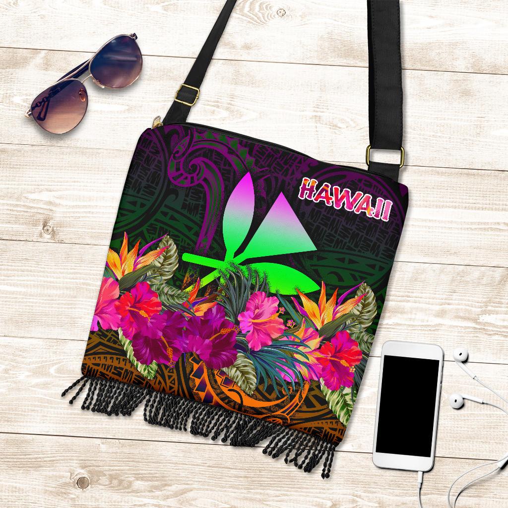 Polynesian Hawaii Kanaka Maoli Crossbody Boho Handbag - Summer Hibiscus One Style One Size Reggae - Polynesian Pride