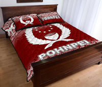 Pohnpei Quilt Bed Set - Pohnpei Flag Red Fog Style - Polynesian Pride