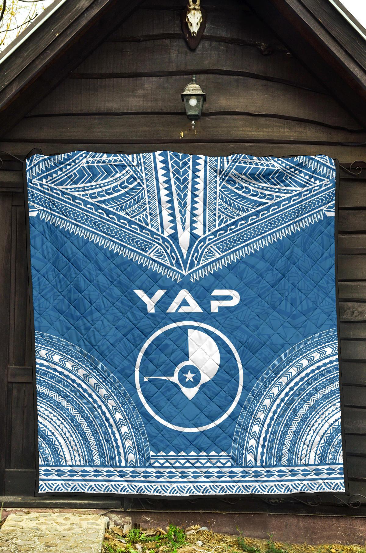 Yap Premium Quilt - Yap Flag Polynesian Chief BLue Version - Polynesian Pride