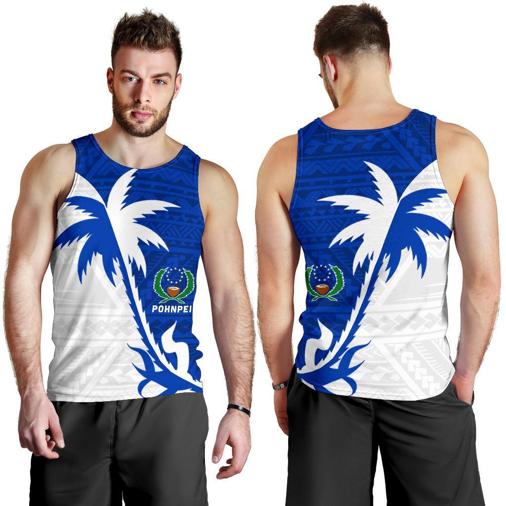Pohnpei Coconut Tree Men's Tank Top K4 Blue - Polynesian Pride