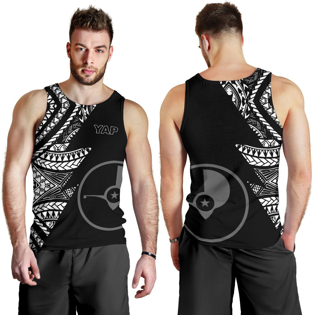 Yap Men's Tank Top - Micronesian Pattern Flash Black - Polynesian Pride