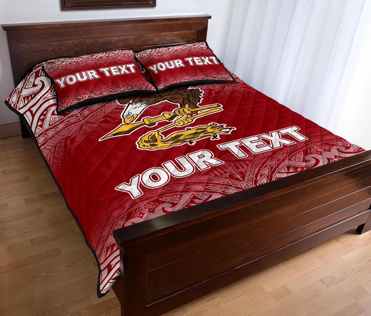 American Samoa Custom Personalised Quilt Bed Set - American Samoa Flag Polynesian Tattoo Red Frog - Polynesian Pride