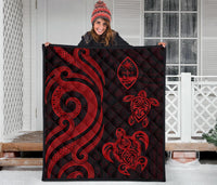Guam Polynesian Premium Quilt - Red Tentacle Turtle - Polynesian Pride