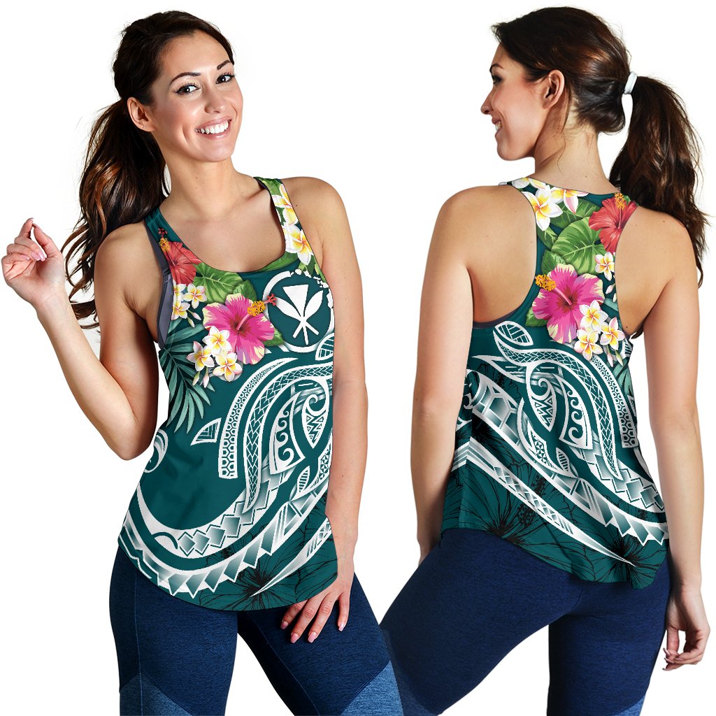 Polynesian Hawaii Kanaka Maoli Women's Racerback Tank - Summer Plumeria - Polynesian Pride