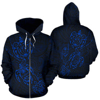 Zip up Hoodie Guam Family Turtles Map Polynesian Blue Unisex Blue - Polynesian Pride