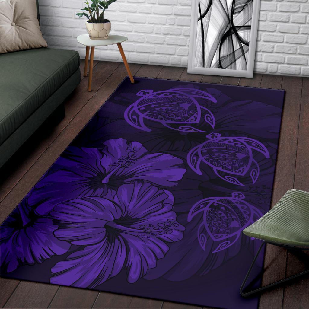 Hawaiian Map Hibiscus Flowers Vintage Polynesian Rug AH - Polynesian Pride