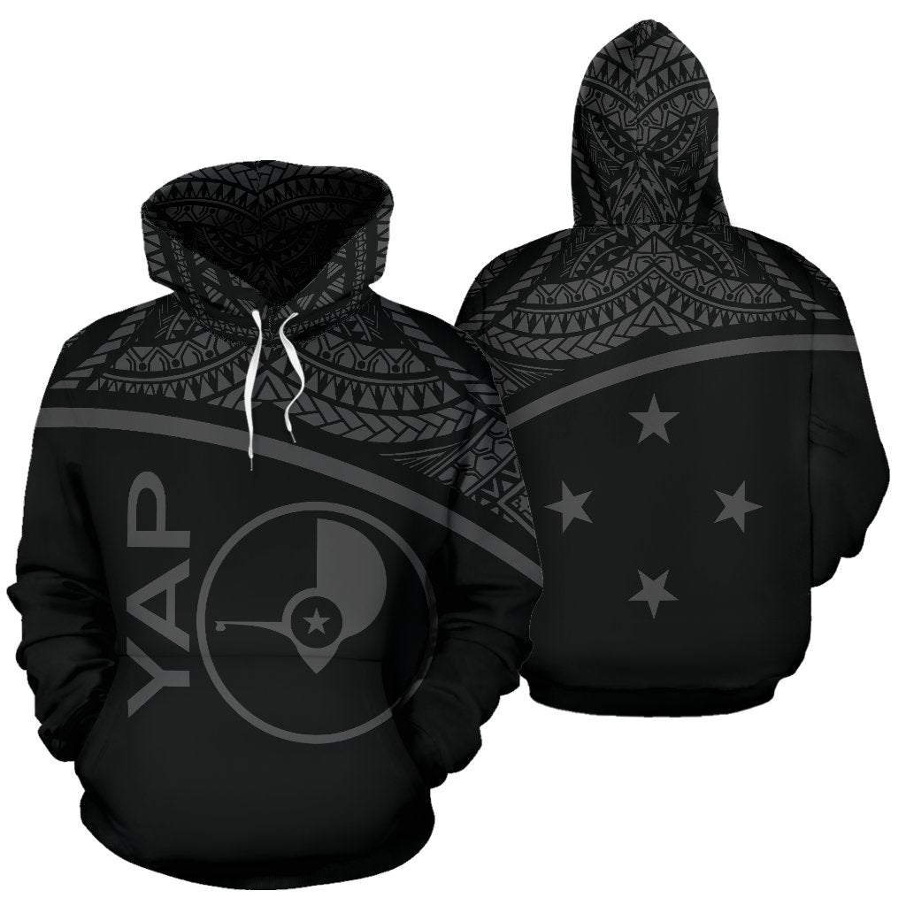 Yap All Over Hoodie Micronesia Curve Style Unisex Black - Polynesian Pride