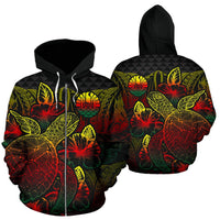 Tahiti Polynesian Zip up Hoodie Turtle Hibiscus Reggae Unisex Reggae - Polynesian Pride