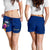 Samoa Polynesian Women's Short - Floral With Seal Blue - Polynesian Pride