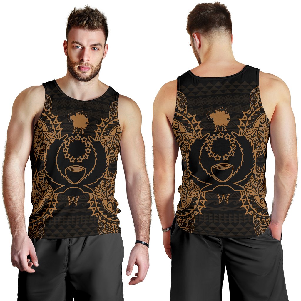 Pohnpei Polynesian Men Tank Top Map Gold - Polynesian Pride