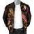 Yap Polynesian Men's Bomber Jacket - Turtle With Blooming Hibiscus Gold - Polynesian Pride