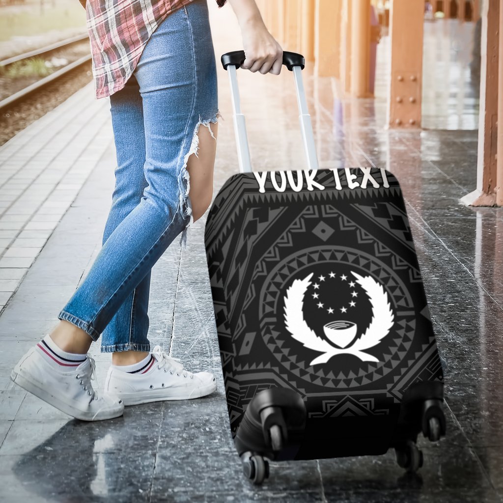 Pohnpei Personalised Luggage Covers - Pohnpei Seal With Polynesian Tattoo Style ( Black) - Polynesian Pride