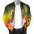 Vanuatu Custom Personalised Men's Bomber Jacket - Humpback Whale with Tropical Flowers (Yellow) - Polynesian Pride