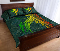 Hawaii Monstera Kalo Hula Girl Kanaka Maoli Quilt Bed Set - Polynesian Pride