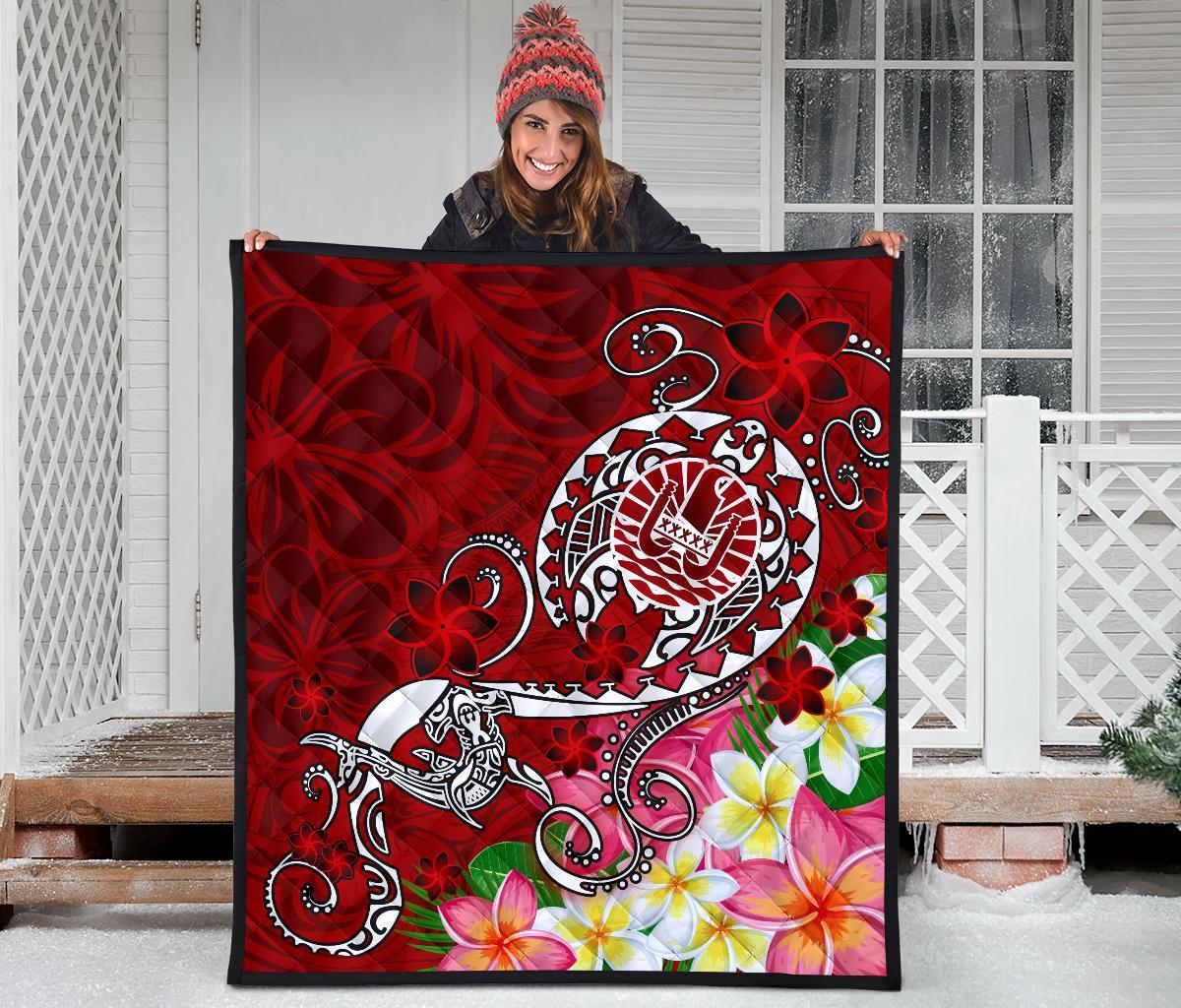 Tahiti Premium Quilt - Turtle Plumeria (Red) - Polynesian Pride