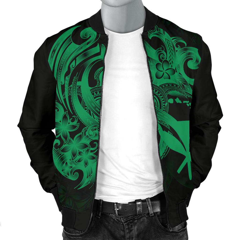 Polynesian Hawaii Men's Bomber Jacket - Kanaka Maoli Green Turtle - Polynesian Pride