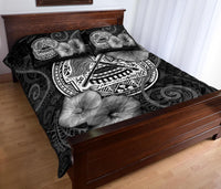 American Samoa Polynesian Quilt Bed Set - American Samoa Seal & Black Hibiscus - Polynesian Pride