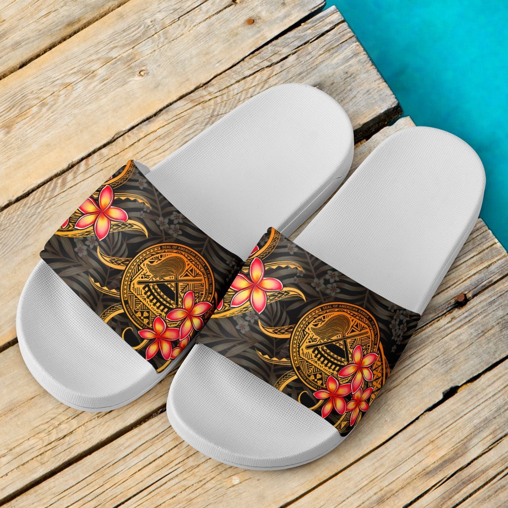 American Samoa Slide Sandals - Gold Plumeria - Polynesian Pride