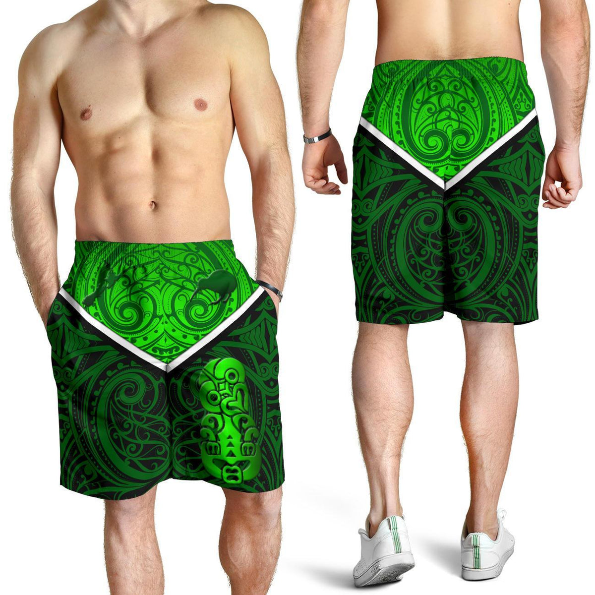 New Zealand Maori Rugby Men Shorts Pride Version - Green - Polynesian Pride